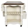 Sunset Trading Andrews 4 Drawer Kitchen Cart, Antique White/Chestnut view 3