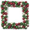 SilksAreForever 36" Artificial Mixed Plastic Ball Square-Shaped Wreath -Red/Green/Gold view 1