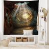 Ambesonne Fantasy Tapestry, Fantasy Scenery with Clock Dream Sky Rays from the Ceiling Fictional Art, Wide Wall Hanging for Bedroom Living Room Dorm, 80" X 60", Teal Brown view 2