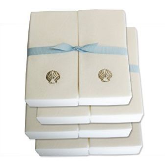 Disposable Guest Hand Towels with Ribbon - Embossed with a Silver Shell - 750ct