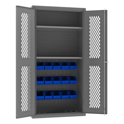 Durham EMDC36242S15B5295 Bin Cabinet, 72" Overall Height, 36" Overall Width, Total Number of Bins 15