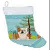 Caroline's Treasures BB4250CS Merry Christmas Tree English Bulldog Fawn White Christmas Stocking Fireplace Hanging Stockings Christmas Season Party Decor Family Holiday Decorations view 1