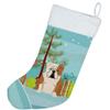 Caroline's Treasures BB4250CS Merry Christmas Tree English Bulldog Fawn White Christmas Stocking Fireplace Hanging Stockings Christmas Season Party Decor Family Holiday Decorations view 2