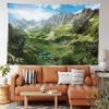 Ambesonne Mountain Tapestry, Mountain Lakes in Albanian Alps Nature Reserves Touristic Lakeside Picture, Wide Wall Hanging for Bedroom Living Room Dorm, 60" X 40", Blue White view 1