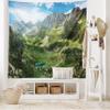 Ambesonne Mountain Tapestry, Mountain Lakes in Albanian Alps Nature Reserves Touristic Lakeside Picture, Wide Wall Hanging for Bedroom Living Room Dorm, 60" X 40", Blue White view 2