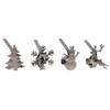 Haute Decor MantleClip Stocking Holders with Removable ZINC Alloy Holiday Icons (4-Pack Assorted Icons, Antique Brass) view 1