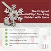 Haute Decor MantleClip Stocking Holders with Removable ZINC Alloy Holiday Icons (4-Pack Assorted Icons, Antique Brass) view 4