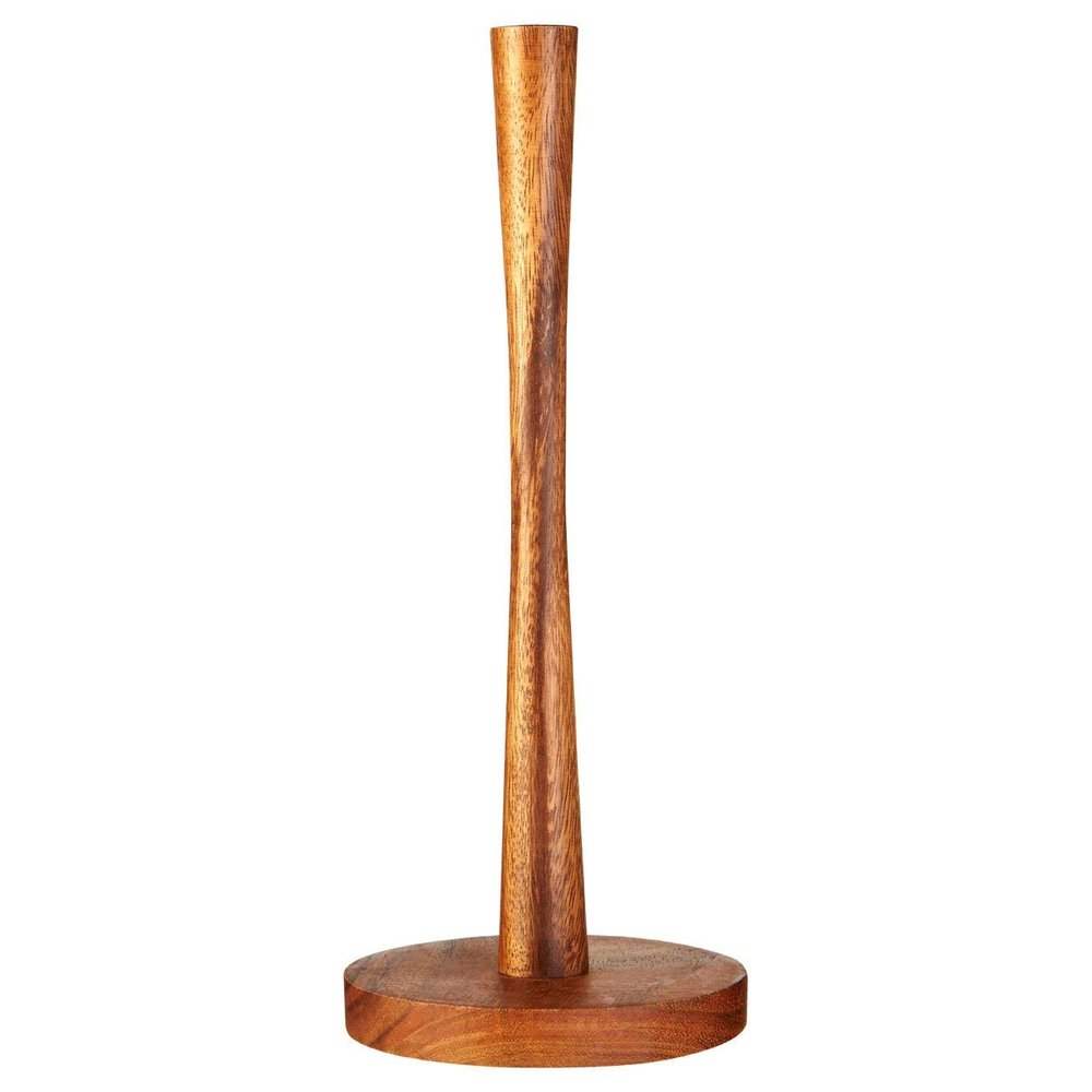 Premier Housewares Roll Holder Relief Kitchen Roll Holder, Acacia Wood Brown