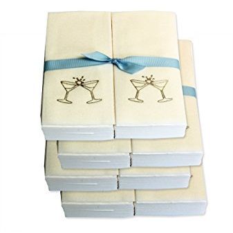 Disposable Guest Hand Towels with Ribbon - Embossed with a Gold Martini Glasses - 750ct