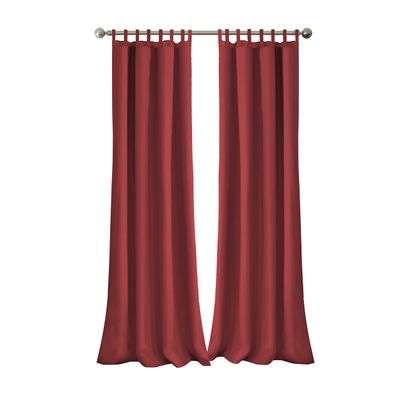 Elrene Home Fashions Matine Weatherproof Tab-Top Indoor/Outdoor Solid Color Curtain Panel for Porch, Pergola, Patio, Deck, 52W x 95L, Red