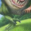 20"x14.5" Tyrannosaurus Rex Jurassic Park Dinosaur Chasing A Man - Extinct Predator Art Poster - T Rex Paleoart Scene Giclee Matte Print - by Walt Curlee view 3