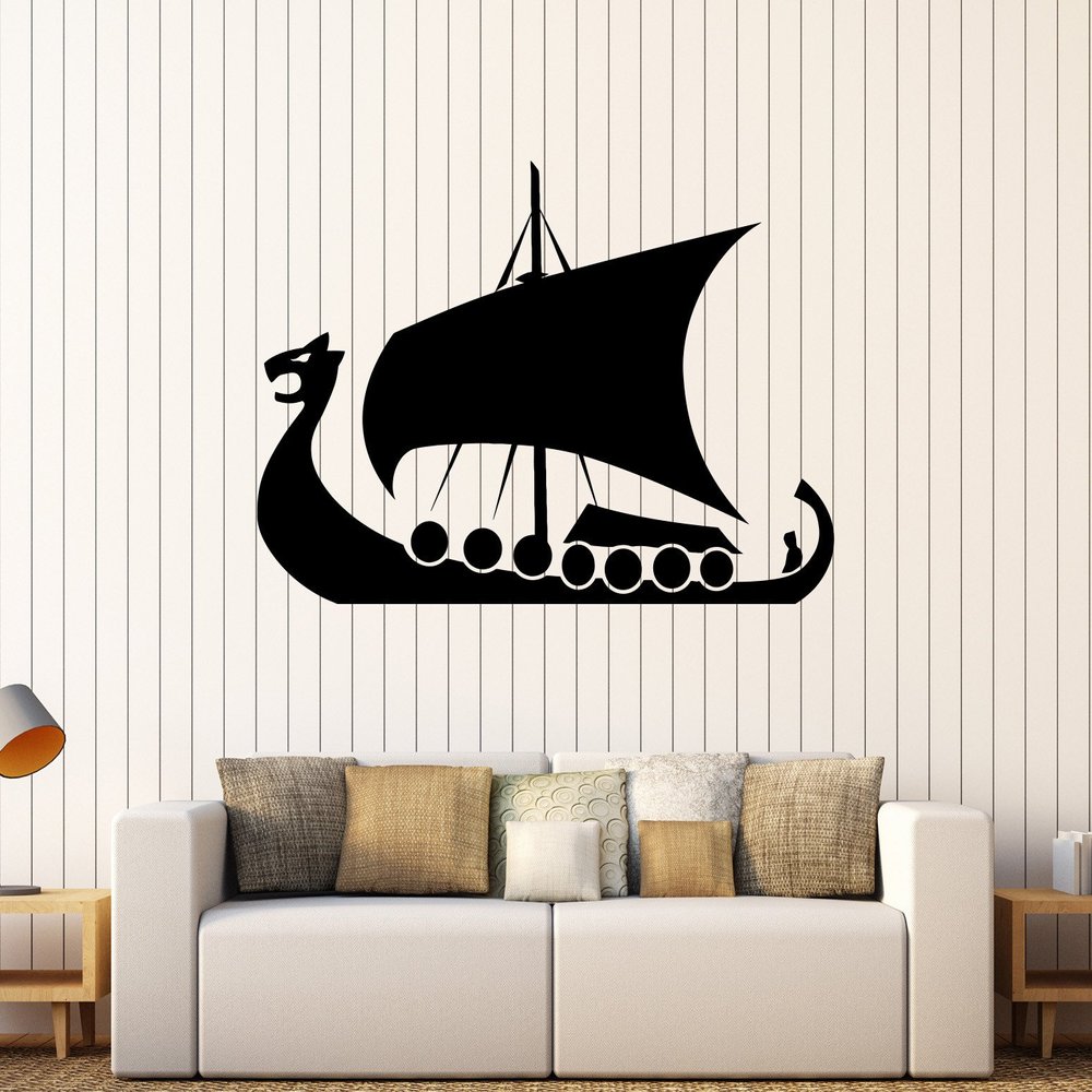 DesignToRefine Vinyl Wall Decal Viking Ships Barbarian Kids Art Boy Room Stickers (250ig) Brown