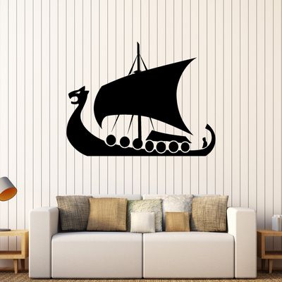 DesignToRefine Vinyl Wall Decal Viking Ships Barbarian Kids Art Boy Room Stickers (250ig) Dark Red