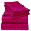 LaxLinen 100% Egyptian Cotton 4 PCs Bed Sheet Set (+24 Inch) Extra Deep Pocket California/King-Cal King, Hot Pink Stripe 600 Thread Count view 1