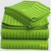 LaxLinen 100% Egyptian Cotton 4 PCs Bed Sheet Set (+24 Inch) Extra Deep Pocket King/Standard, Parrot Green Stripe 600 Thread Count view 2