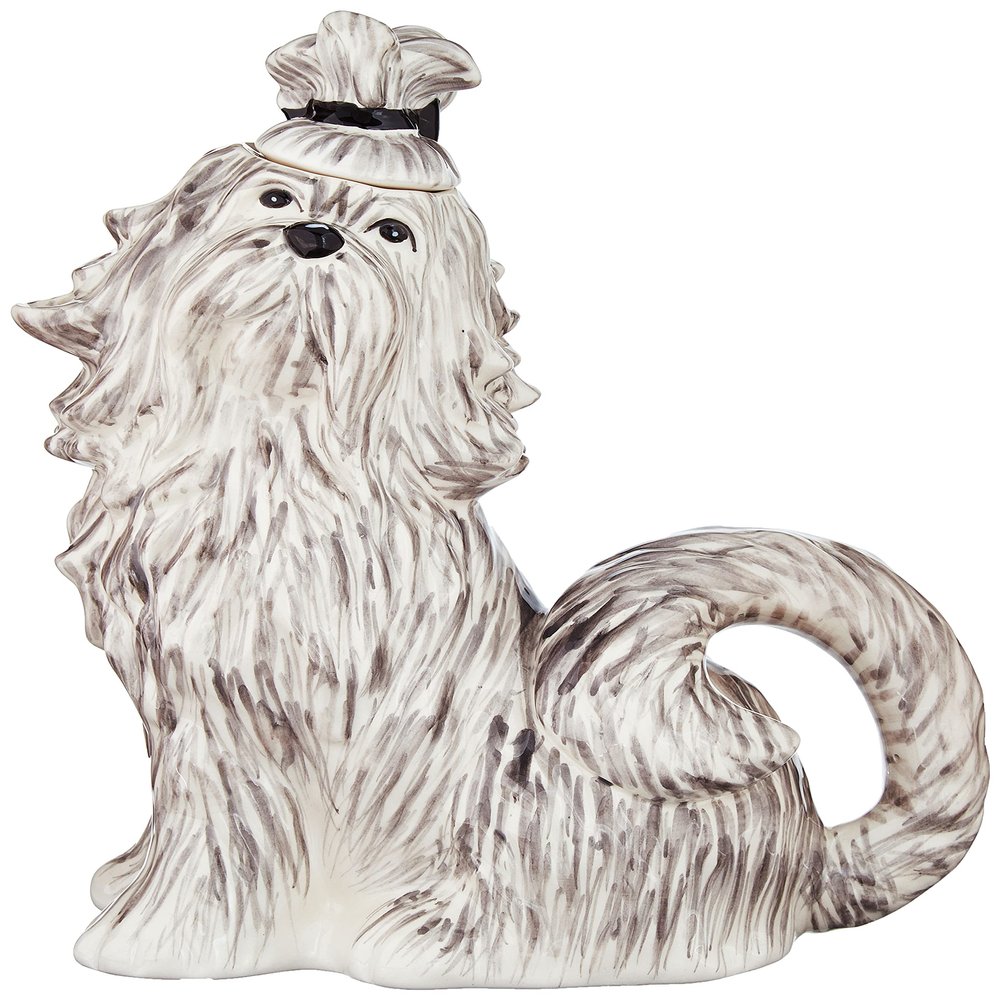 Blue Sky Ceramic 9.25" x 5" x 10" Black and White Shiz Tzu Teapot