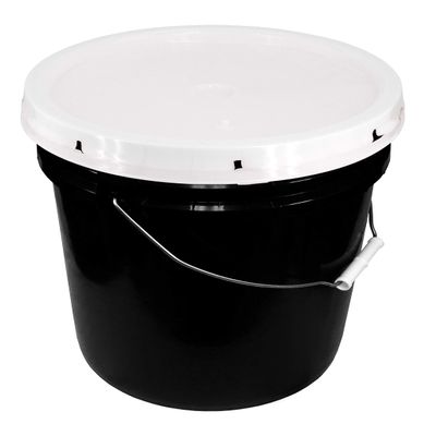 Black 5 Gallon 90 mil Bucket with Snap On Lid (White)
