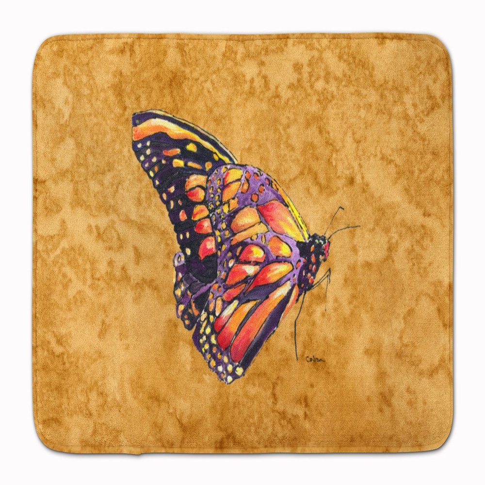 Caroline's Treasures 8858RUG Butterfly on Gold Machine Washable Memory Foam Mat, Bathroom Rug, Non-Slip Bath Mat, Durable Thick Washable Rugs for Kitchen, Bathroom Quick Dry, Decorative Artwork,