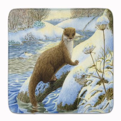 Caroline's Treasures ASA2187RUG Winter Otter Machine Washable Memory Foam Mat, Bathroom Rug, Non-Slip Bath Mat, Durable Thick Washable Rugs for Kitchen, Bathroom Quick Dry, Decorative Artwork,