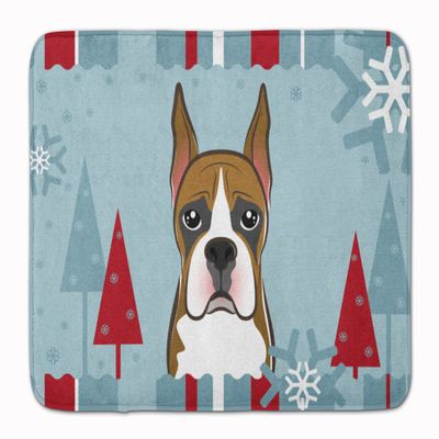 Caroline's Treasures BB1719RUG Winter Holiday Boxer Machine Washable Memory Foam Mat, Bathroom Rug, Non-Slip Bath Mat, Durable Thick Washable Rugs for Kitchen, Bathroom Quick Dry, Decorative Artwork,