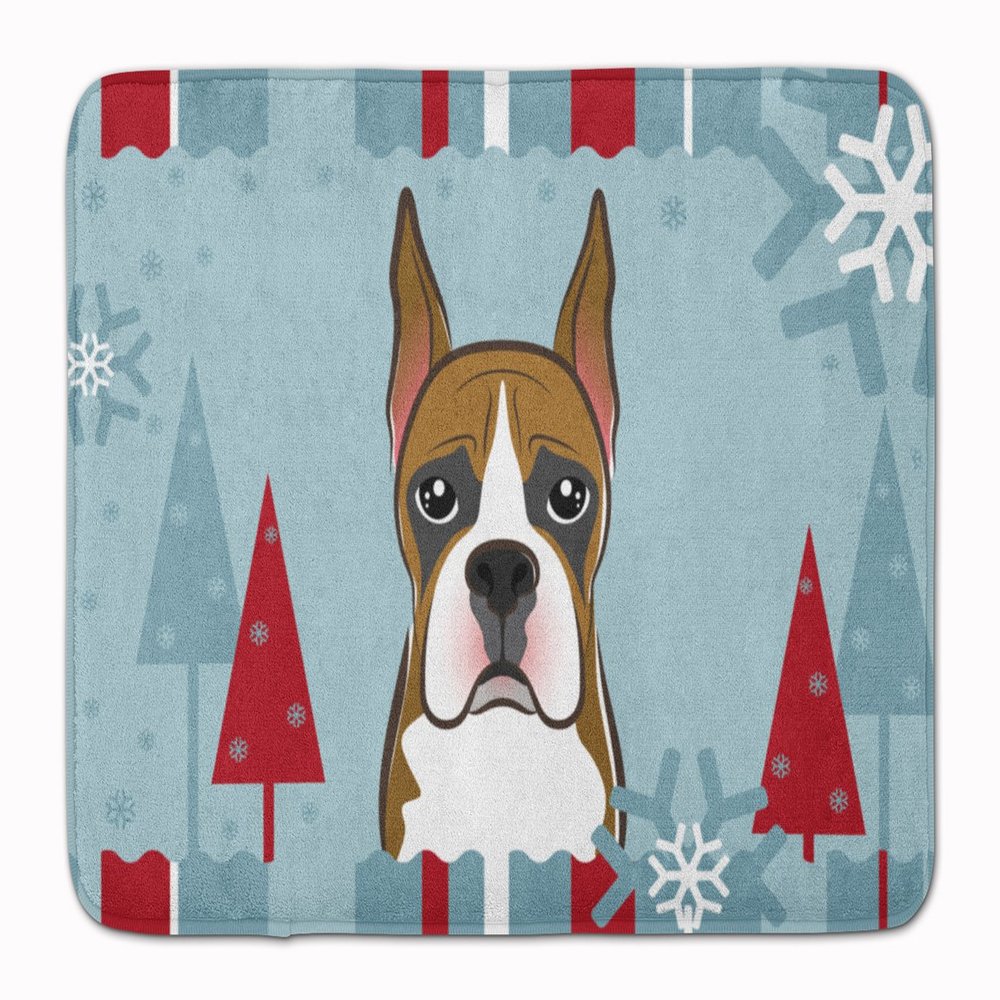 Caroline's Treasures BB1719RUG Winter Holiday Boxer Machine Washable Memory Foam Mat, Bathroom Rug, Non-Slip Bath Mat, Durable Thick Washable Rugs for Kitchen, Bathroom Quick Dry, Decorative Artwork,