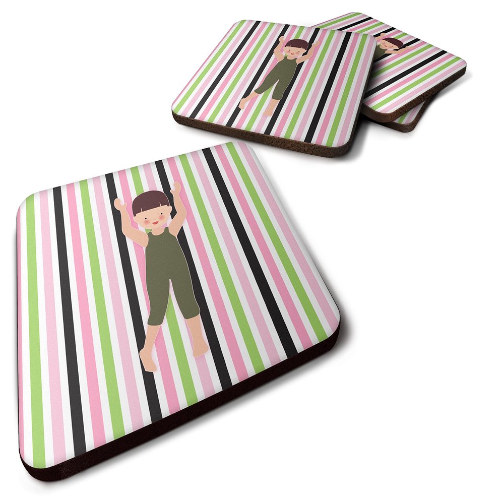 Caroline's Treasures BB5179FC Dancer Arms Up Bikatard Foam Coaster Set of 4 Set of 4 Cup Coasters for Indoor Outdoor, Tabletop Protection, Anti Slip, Mouse pad Material
