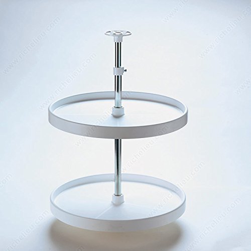 2-Shelf Lazy Susan Set - P18R30 - Tray Diameter 18 in, Number of Trays 2, Finish White, Height 22 1/2 to 33 in, Capacity per Tray 35 lb