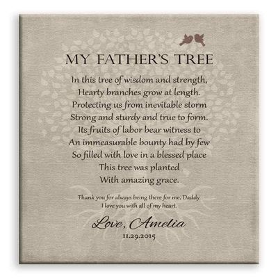 11x14 Mounted Canvas Art Print - Pesonalized Gift for Dad on Fathers Day or Birthday Family Tree of Life Poem My Fathers Tree Gift - With Gift Wrapping LTC-C1141