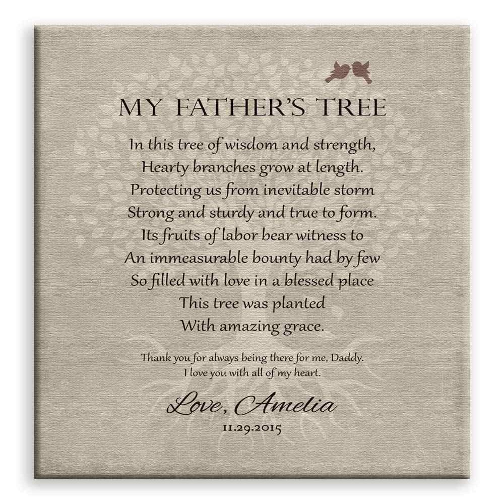 11x14 Mounted Canvas Art Print - Pesonalized Gift for Dad on Fathers Day or Birthday Family Tree of Life Poem My Fathers Tree Gift - With Gift Wrapping LTC-C1141