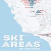 Western Ski Resorts Map 24x36 Poster (White & Light Blue) view 3