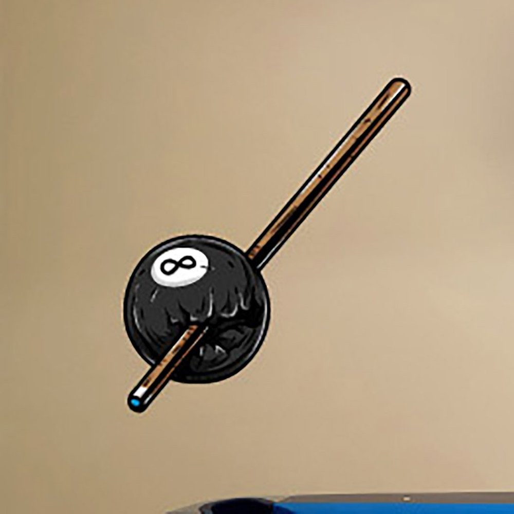 Cracked 8 Ball Billiard Wall Decals Stickers Uscolor002, Black w/Brown, 60 Inches