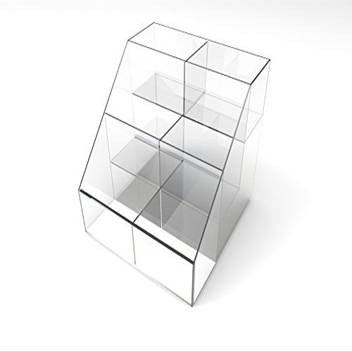 FixtureDisplays Plexiglass Acrylic 3-Tier 6 Bin Candy Bin 12.5" H x 12" W x 12.5" D Literature Rack Book Display Bulk Bin 100815