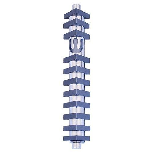 Agayof Medium Shin Mezuzah with 3-D Stripes 1.2" x 6" / 2.5 x 15 cm - Gray