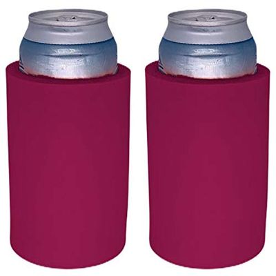 Blank Thick Foam Old School Can Cooler (2 Pack, Fuchsia)