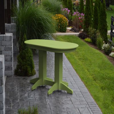A & L Furniture Oval Dining Table with 2" Umbrella Hole, Lime