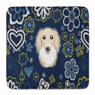 Caroline's Treasures BB5063RUG Blue Flowers Longhair Creme Dachshund Bath Mat Machine Washable Anti-Fatigue Memory Foam Kitchen Rug, 19 X 27, Multicolor