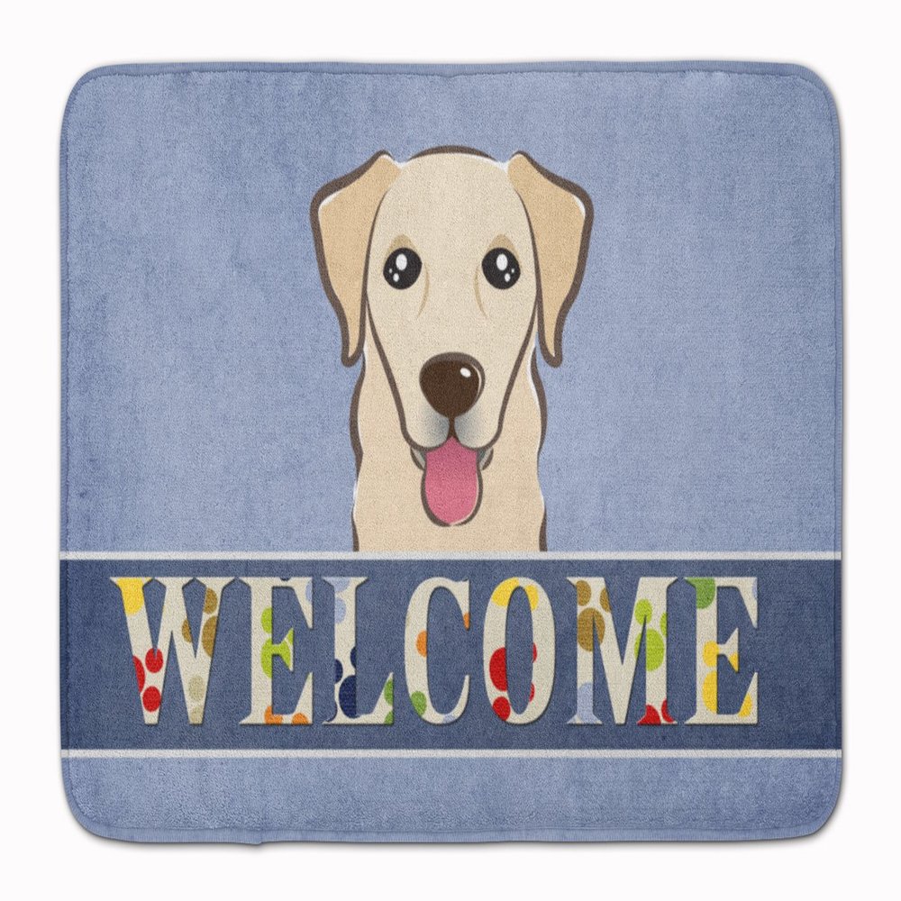 Caroline's Treasures BB1438RUG Golden Retriever Welcome Machine Washable Memory Foam Mat, Blue, Bathroom Rug, Non-Slip Bath Mat, Durable Thick Washable Rugs for Kitchen, Bathroom Quick Dry, Decorative
