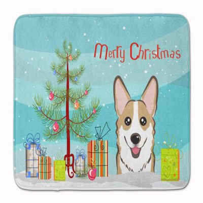 Caroline's Treasures BB1625RUG Christmas Tree and Sable Corgi Machine Washable Memory Foam Mat, Bathroom Rug, Non-Slip Bath Mat, Durable Thick Washable Rugs for Kitchen, Bathroom Quick Dry, Decorative