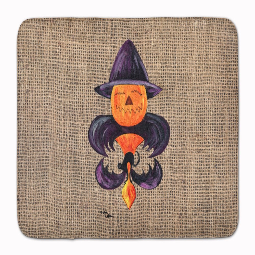Caroline's Treasures 8748RUG Halloween Pumpkin Bat Fleur de lis Bath Mat Machine Washable Anti-Fatigue Memory Foam Kitchen Rug, 19 X 27, Multicolor