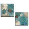 Gango Home Dcor Lovely Teal and Brown Abstract Circle Patterned Set by Daphne Brissonnet; Two 24x24in Hand-Stretched Canvases view 1