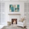 Gango Home Dcor Lovely Teal and Brown Abstract Circle Patterned Set by Daphne Brissonnet; Two 24x24in Hand-Stretched Canvases view 2