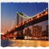 Ambesonne New York Shower Curtain, Manhattan Bridge with Cityscape Over River Brooklyn Popular Town Image, Cloth Fabric Bathroom Decor Set with Hooks, 69" W x 84" L, Blue Orange view 2