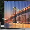 Ambesonne New York Shower Curtain, Manhattan Bridge with Cityscape Over River Brooklyn Popular Town Image, Cloth Fabric Bathroom Decor Set with Hooks, 69" W x 84" L, Blue Orange view 3