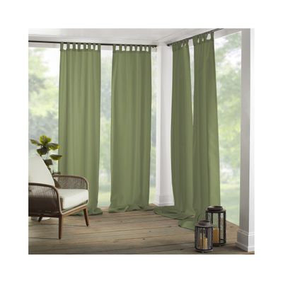 Elrene Home Fashions Matine Weatherproof Tab-Top Indoor/Outdoor Solid Color Curtain Panel for Porch, Pergola, Patio, Deck, 52W x 108L, Green