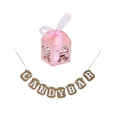 Girl Baby Shower Pink Favor Box Laser Cut Carriage Bomboniere Gift Candy Boxes Pink (51)