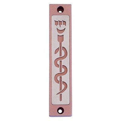Agayof Healing Snake and Shin Mezuzah 0.8" x 4" / 2 x 10 cm - Pink