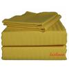 LaxLinen 100% Egyptian Cotton 4 PCs Bed Sheet Set (+24 Inch) Extra Deep Pocket Super/Olympic Queen, Yellow Stripe 600 Thread Count view 2