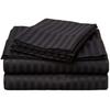 LaxLinen 100% Egyptian Cotton 4 PCs Bed Sheet Set (+24 Inch) Extra Deep Pocket King/Standard, Black Stripe 600 Thread Count view 2