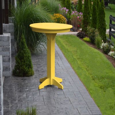 A & L Furniture Round bar Table with 2" Umbrella Hole, Lemon Yellow