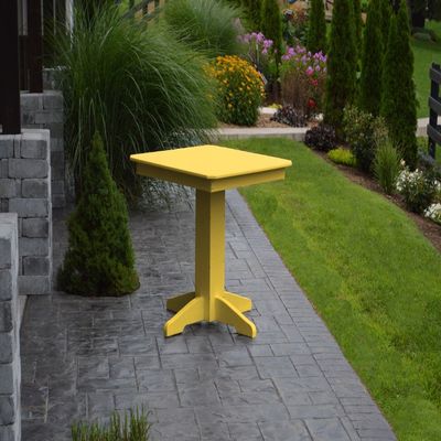 A & L Furniture Square Dining Table with 2" Umbrella Hole, 33", Lemon Yellow